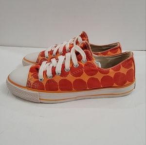 Marimekko Womens orange sneaker circle dots red us 8